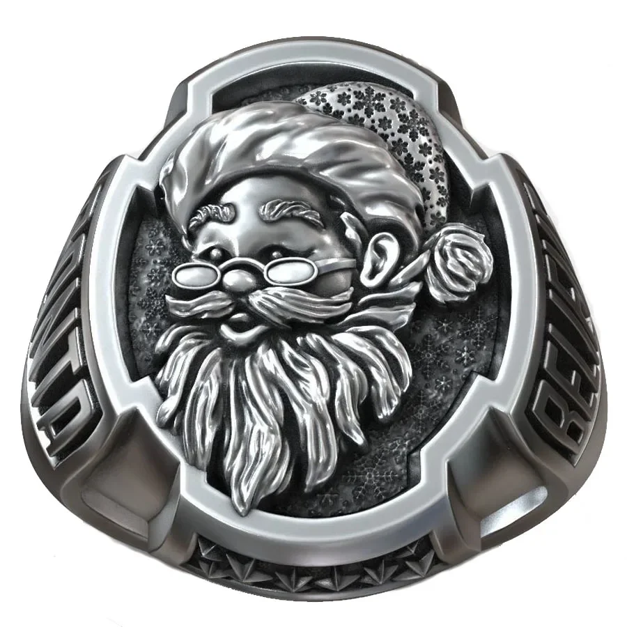 18g Santa Claus Christmas Saint Nicholas Believe Rings Real  Customized 925 Solid Sterling Silver Rings Many Sizes 6-13