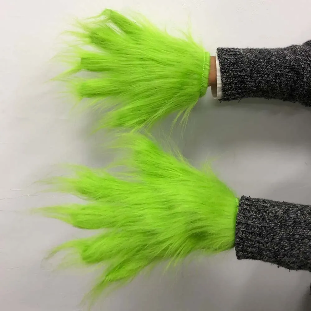 Guantes verdes de piel para Navidad, accesorios de disfraz de monstruo  verde para Halloween, regalos de Navidad y Año Nuevo