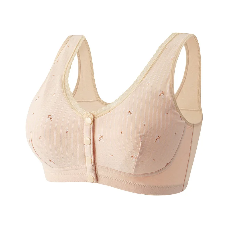 Womens Bra 36-52 Wire Free Front Closure Push Up Sexy Big Size Cotton Brassiere