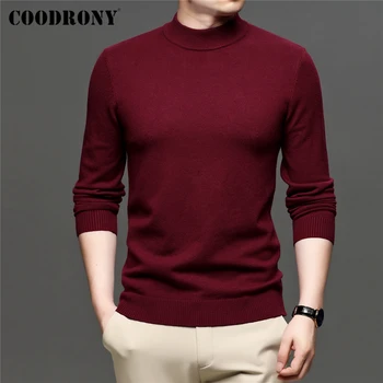 COODRONY 남성용 두꺼운 따뜻한 모크넥 풀오버, 퓨어 컬러 터틀넥 니트웨어, 남성 캐주얼 브랜드 의류, 가을 겨울 스웨터, Z1062