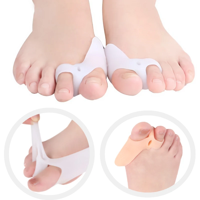 

2Pairs Gel Hammer Toe Overlapping Orthosis Separators Silicone Hallux Valgus Bunion Bone Adjuster Foot Care Tools Corrector