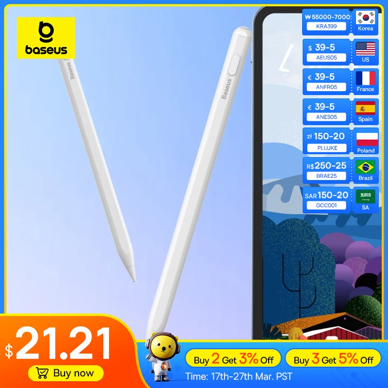 Pennarelli Stilo Pennarelli Baseus New Sale】Per Ipad Ricarica Wireless Magnetica Di Tipo C Per Matita Apple Con Penna Di Rifiuto Del Palmo Sensibile A