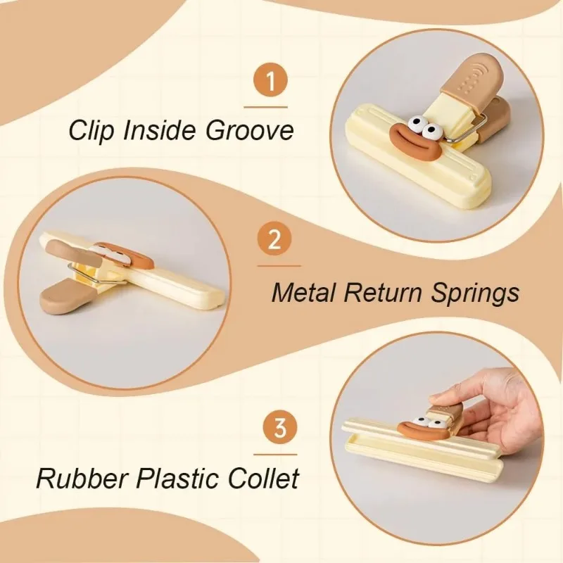 2/4/6PCS  Creative and Quirky Sealing Clips, DIY Decorative Patches, T-shaped Sealing Clips, Snack Clips, Kitchen Tools