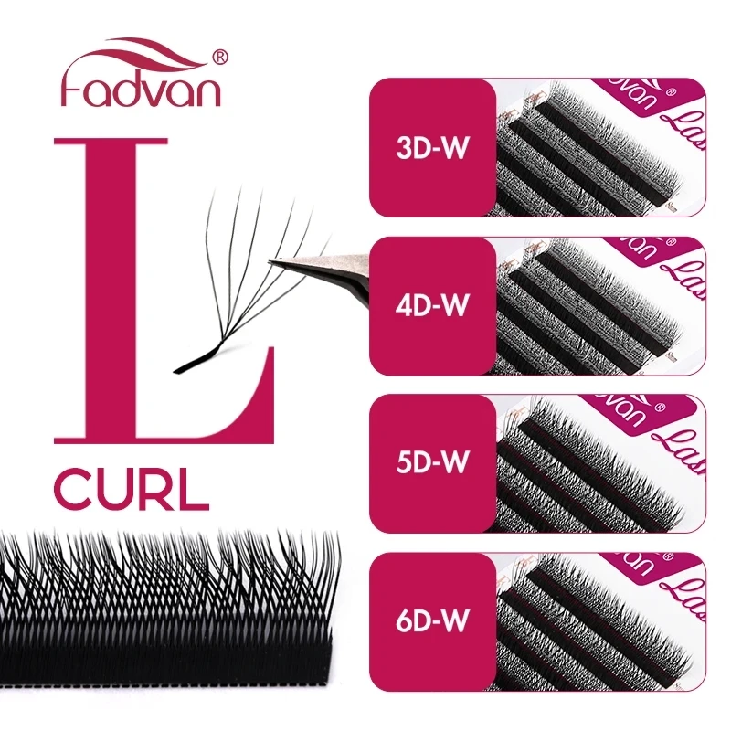 

FADVAN L/C/D-Curl 3D/4D/5D/6D/8D W Lashes Fox Eyes 0.07 W Shape Eyelash Extensions 8-15mm Natural Soft Professional Lash 12 Rows