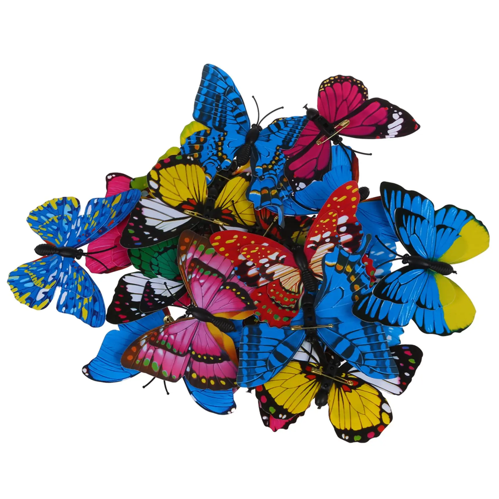 AT05-40Pcs 7Cm 3D 인공 나비 핀 클립 더블 윙 홈 크리스마스 웨딩 장식, 색상 무작위로 보내기