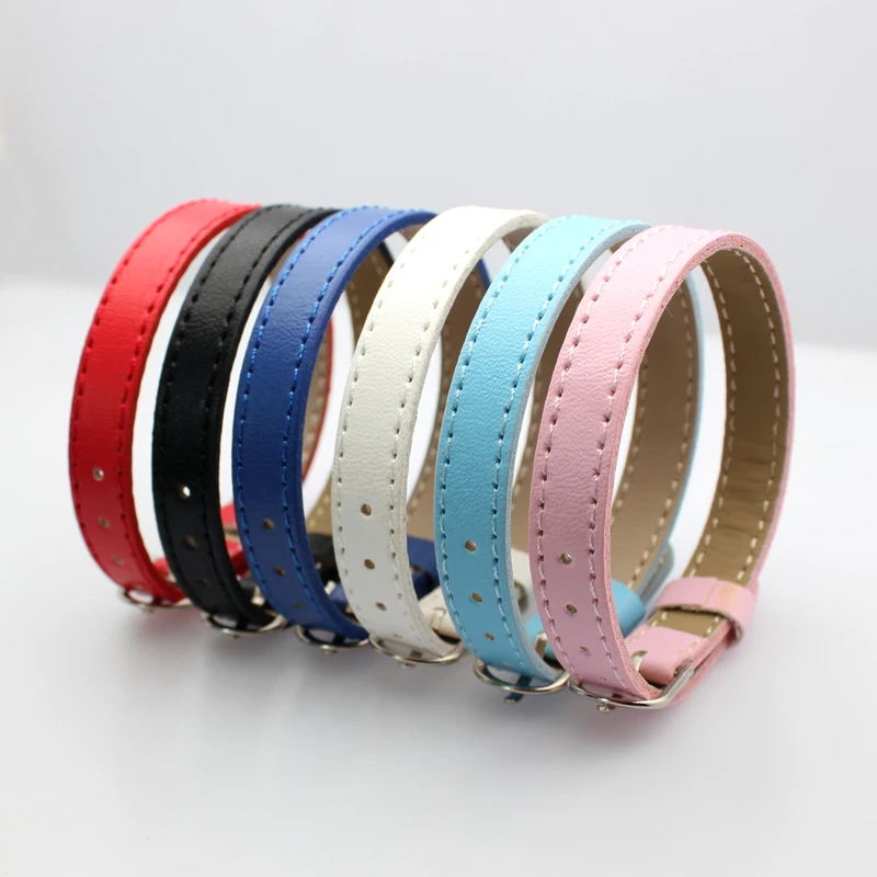 Colorful 10pcs 10mm Wide Copy Leather Wristband 10mm x 210mm PU Bracelet fit 10mm Slide Letter Charms 2