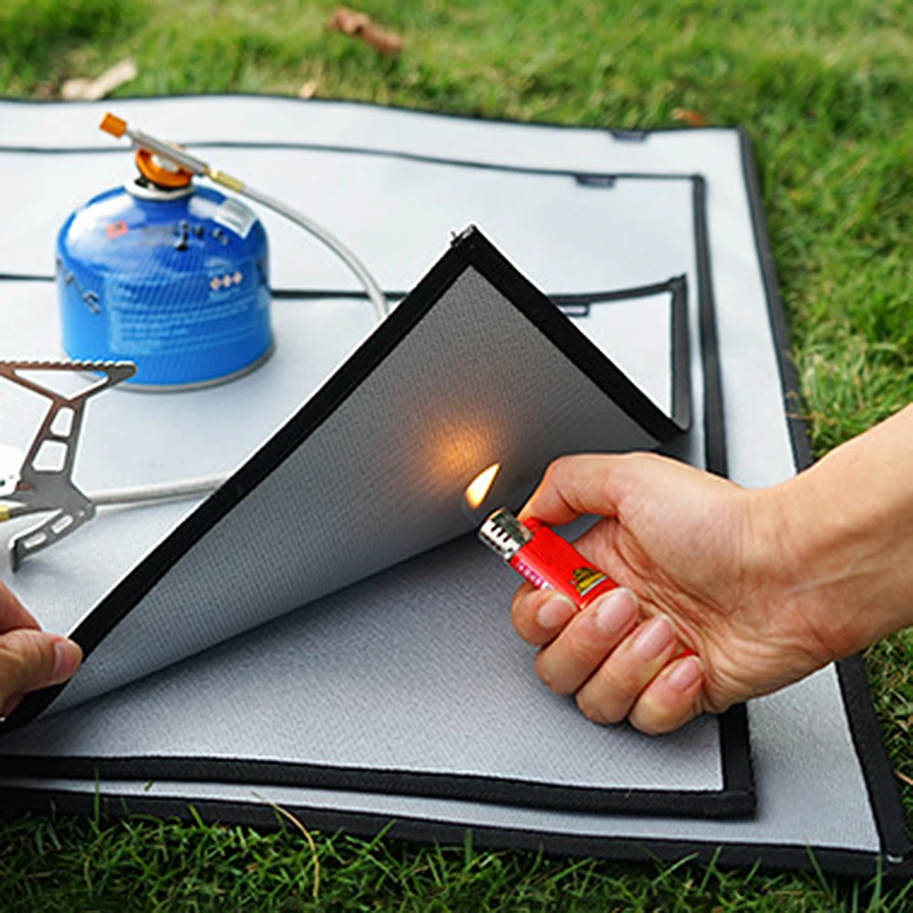 Camping BBQ Fireproof Cloth Hear Resistance Fiberglass Fire Retardant Pad Picnic Grilling Sitzkissen Outdoor подушка надувная