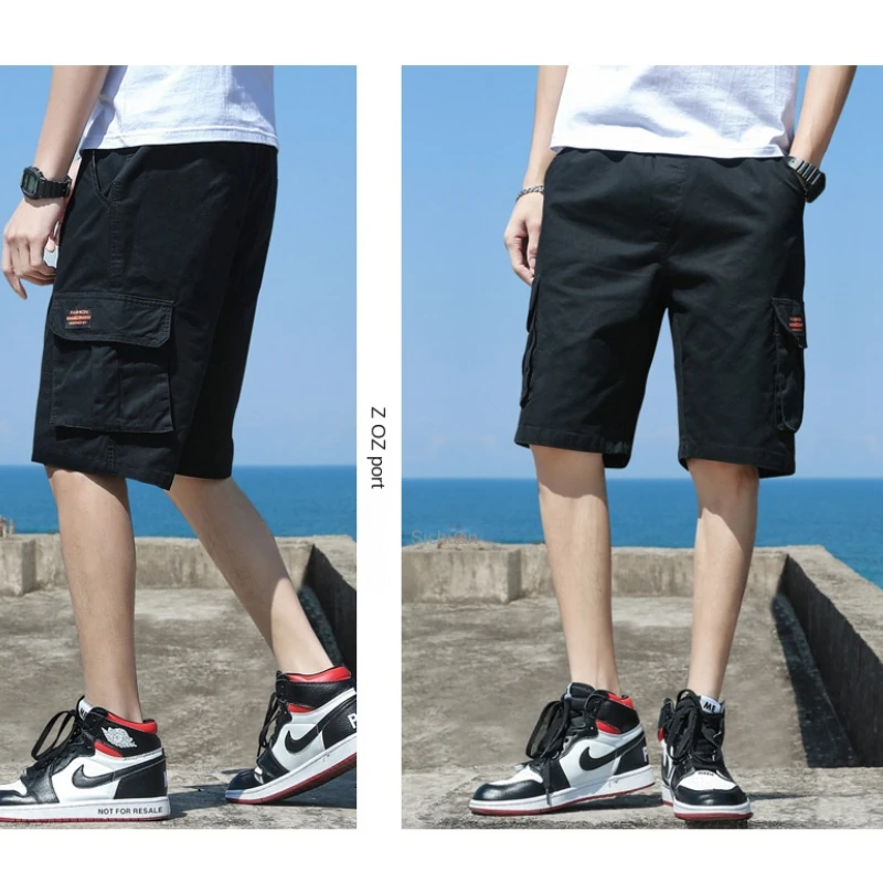 2024 fashion Summer Men's Shorts Sports Five-Point half pants Loose Casual Beach trousers Solid Color Trend Outer Wear  Shorts