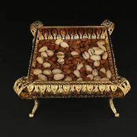 A metal fruit basket, European style large food, snacks, candy storage tray, exquisite craft tableware. 1