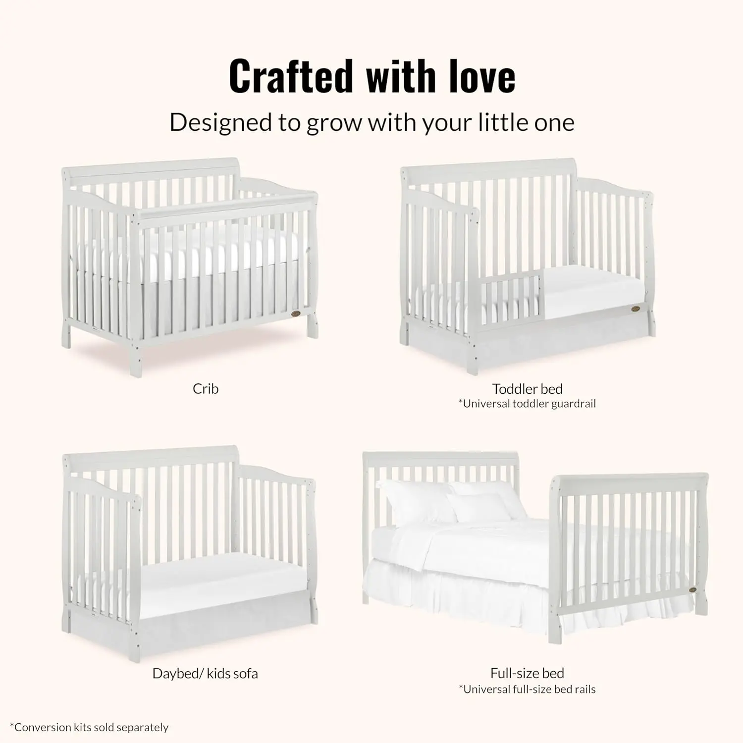 Ashton 4-In-1 Convertible Crib In Grey, Greenguard Gold, JPMA Certified, Non-Toxic Finishes, Features 4 Mattress Height Settings