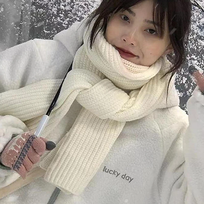 Milk White Scarf New Women's Winter Korean Version Versatile Warm Scarf 5