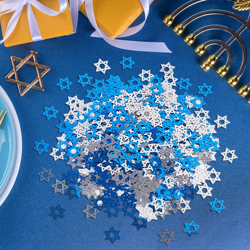 450Pcs Hanukkah Party David Star Confetti Home Table DIY Decoration Chanukah Festival Supplies Wedding Birthday Party Gift Craft