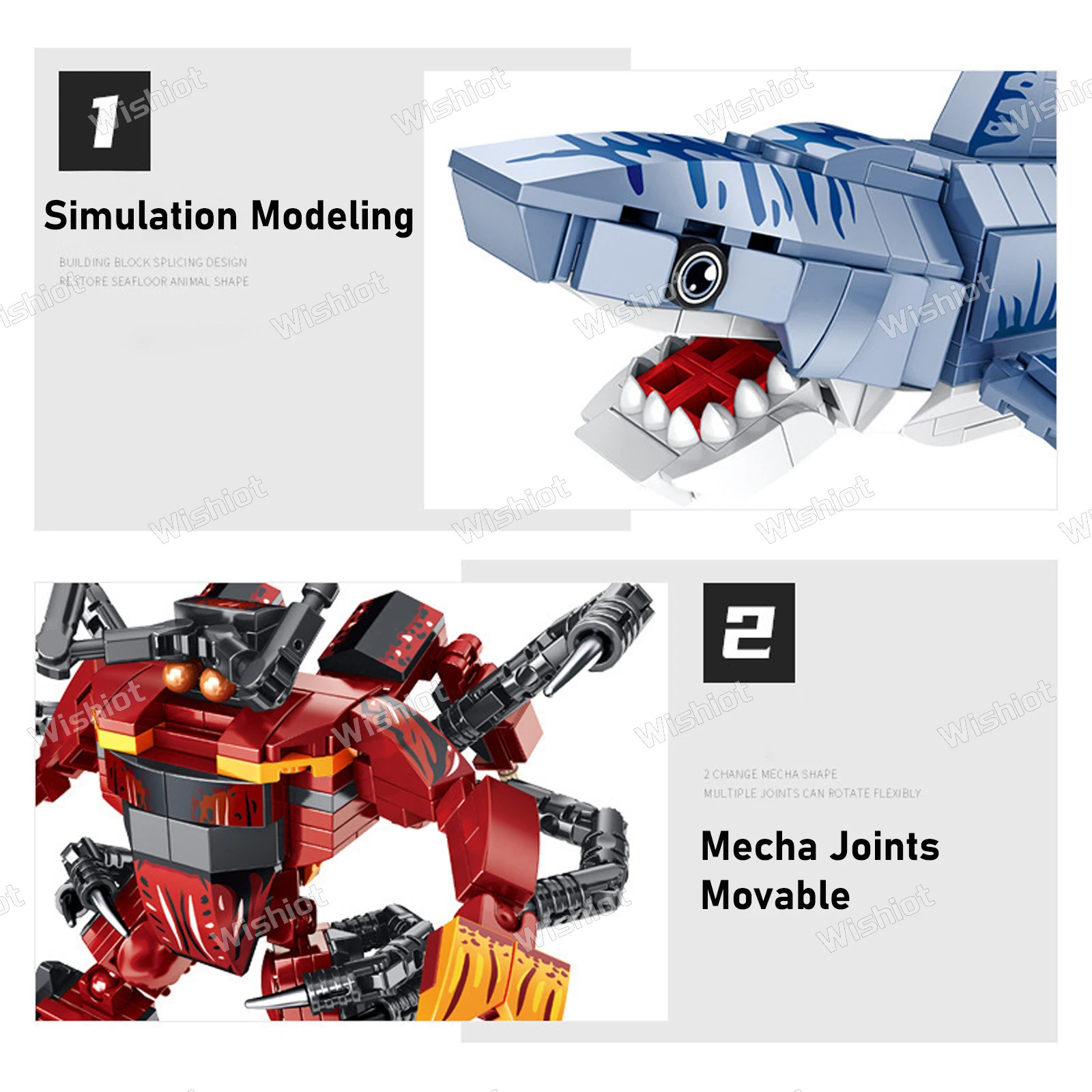 MECHAMO Crab 組み立てキット MOC 12 Type Ocean Animals Transforming Robot Mecha Creative