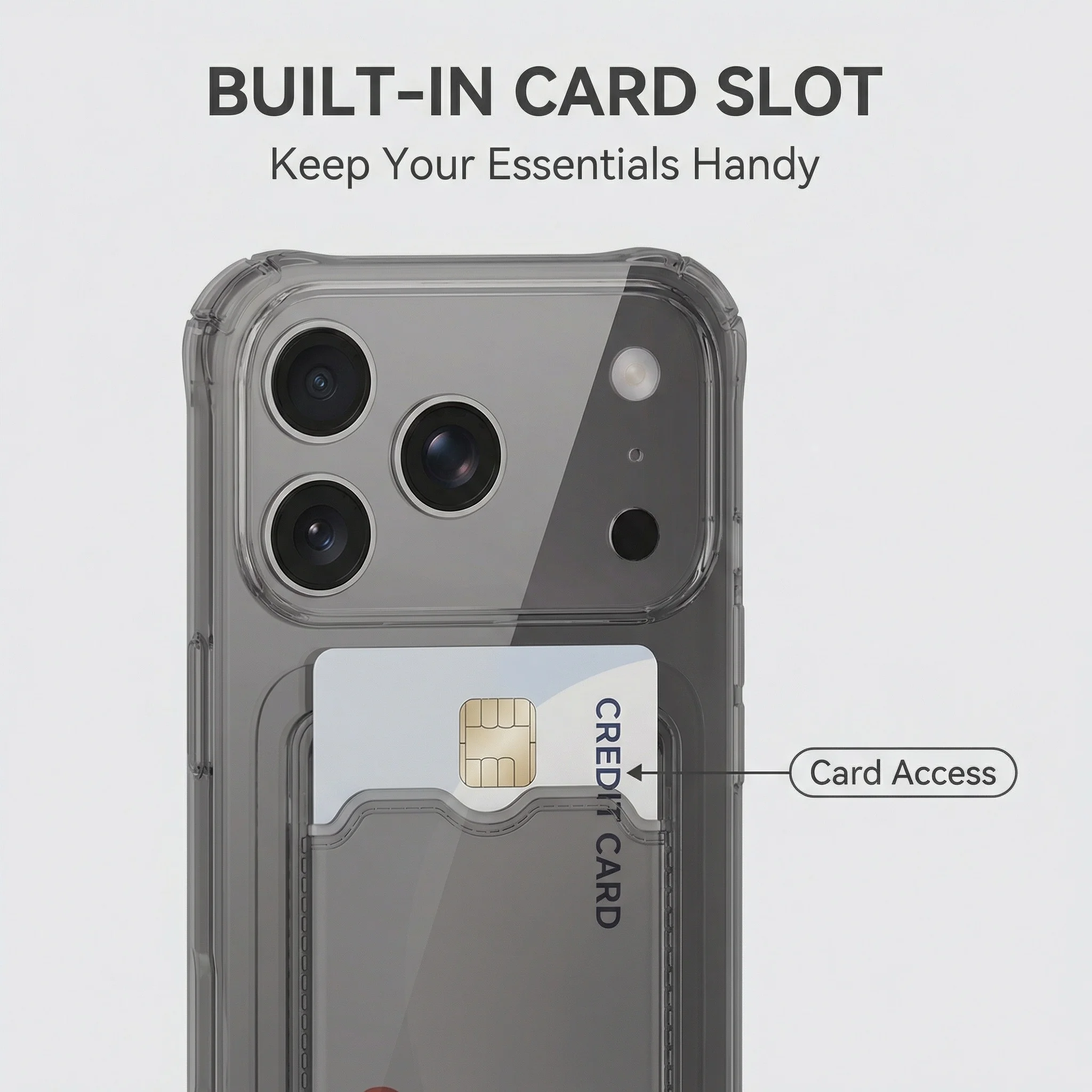 Clear Silicone Card Holder Case with Air Protection Cover