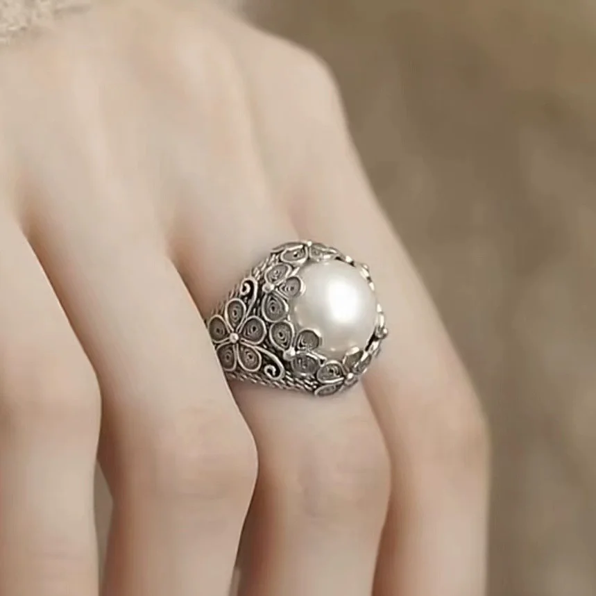 XIYANIKE Vintage Pearl Flower Adjustable Rings For Women Fashion New Jewelry Accessories Gift Party Wholesale anillos 3