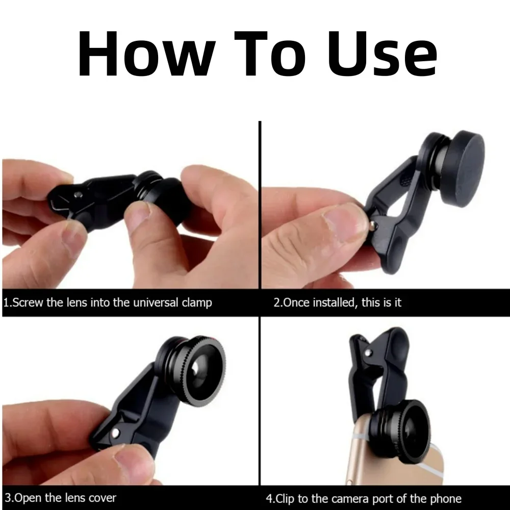 Fish Eye Lens With Clip Universally Lens Wide Angle Macro Fisheye Lens Zoom For iPhone16 15 Pro MAX Mobile Phone Camera Lens Kit