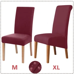 Elegant Elastic Dining Chair Covers - Stylish Seat Protector - L chair cover (S2 - Wine)
