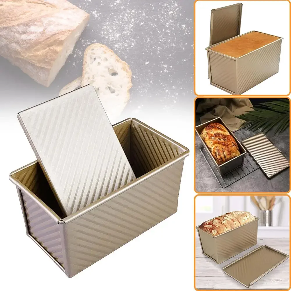 

Rectangular Loaf Pan Carbon Steel Non-stick Bellows Cover Toast Box Mold Bread Mold Eco-Friendly Baking Tools for Cakes