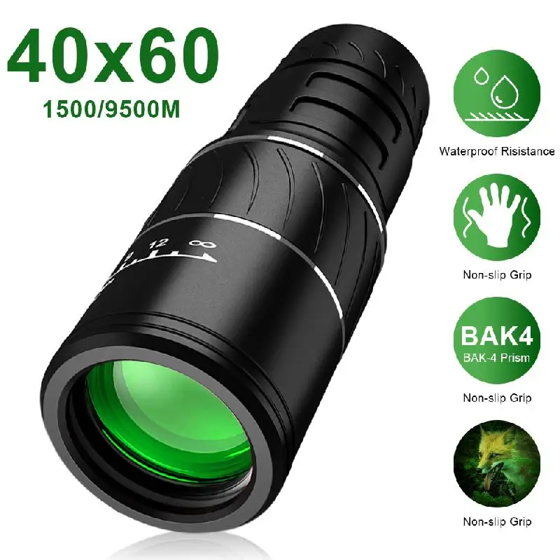 NEW 40X60 HD Powerful 9500M Telescope Optics BAK4 Night Vision Monocular Portable High Power For Hunting Bird Watching | Инструменты
