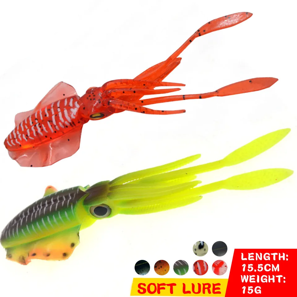 

1PCS 15.5CM/15G Soft Lure Luminous Squid Trolling Jig Fishing Bait Artificial Wobblers Rockfishing Trout Outdoor Fishing Tackle