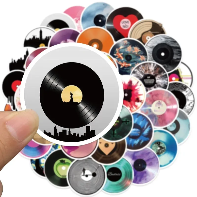 10/50Pcs Cartoon Record CD Graffiti Stickers Decoration Aesthetic Music Theme Guitar Phone Notebook Vinyl Sticker Decals