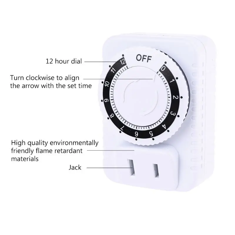 AC 110V 12 Hour Mechanical Switch Timer Socket For Home Appliances Control Motorcycle Charging Timer US Plug 2