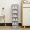 Plastic Shoes Case Transparent Stackable Front Lid Drawer Shoes Organizer Dustproof Moisture-Proof Storage Box Home Supplies 2