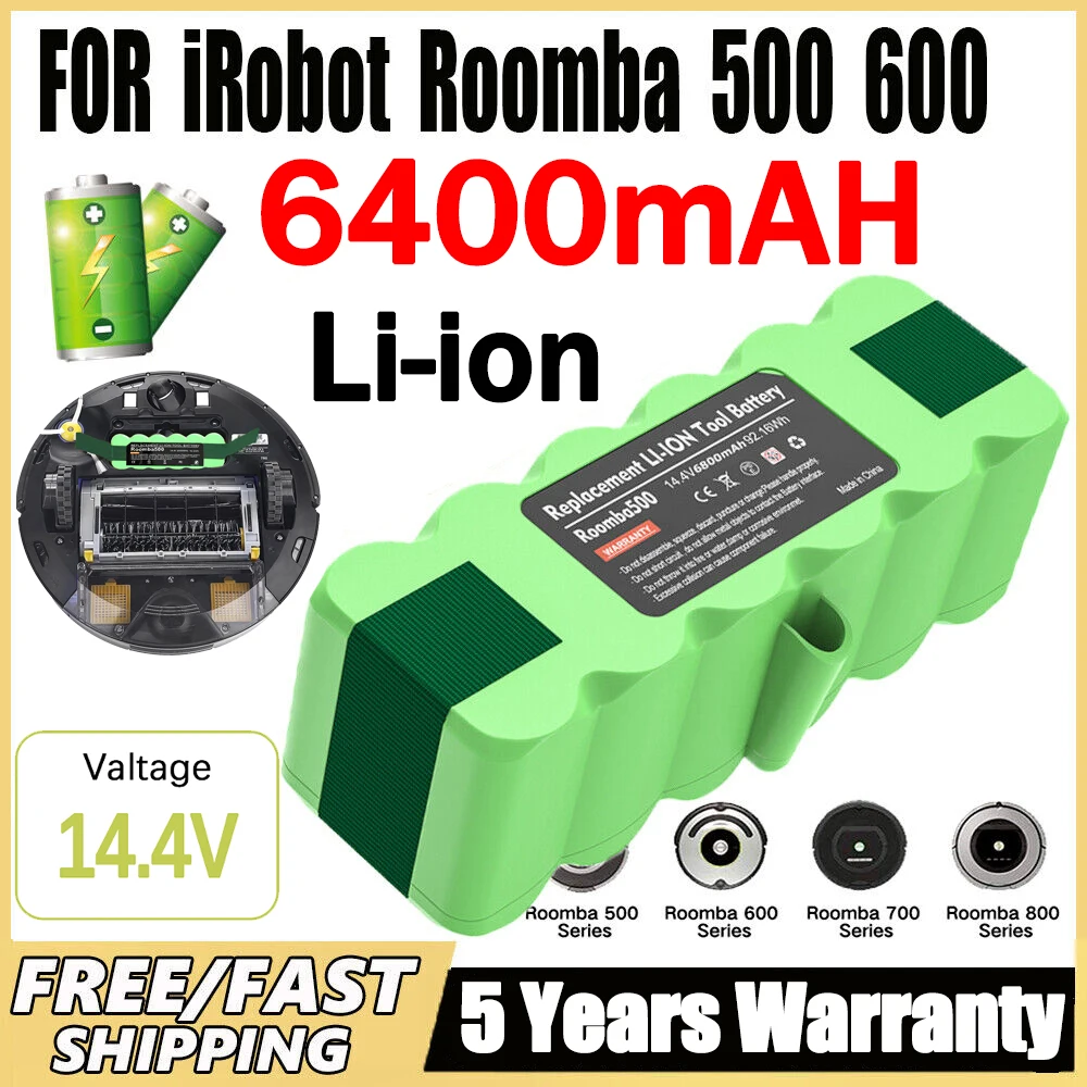 

Аккумулятор 14,4 В для пылесоса iRobot Roomba 500, 900, 985, 980, 960, 785, 530, 560, 650, 630, 620, 650, 770, 780, перезаряжаемая батарея