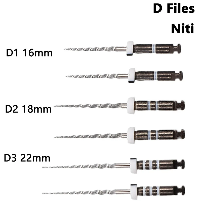 thumbnail image 2 of 6Pcs/Box Dental Retreatment Engine Root Canal NiTi File Denspay D1-D3 NiTi Super D Rotary Files For Root Canal Cleaning Tools 2 of 11