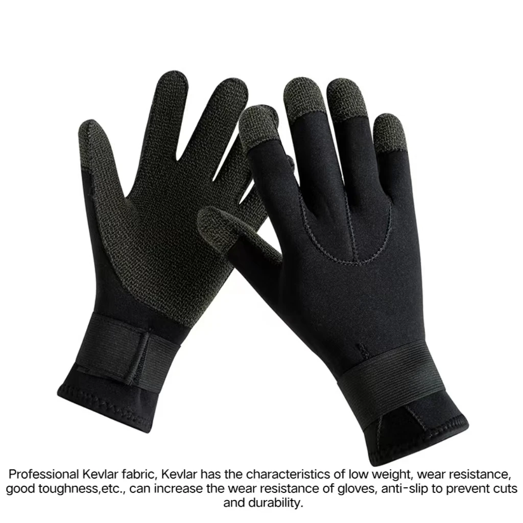 3/5mm Thicken Kevlar Diving Gloves Scratch Proof Fish Hunting Warm Gloves Deep Dive Underwater Spearfishing Skiing Gloves 3