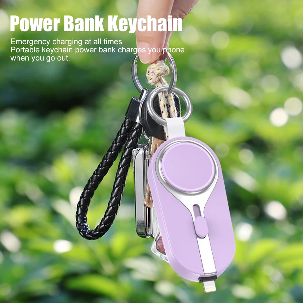 3000mAh Solar Power Bank Fast Charging Type-C/For iPhone Wireless Charger for Apple Watch Portable External Power Bank Keychain