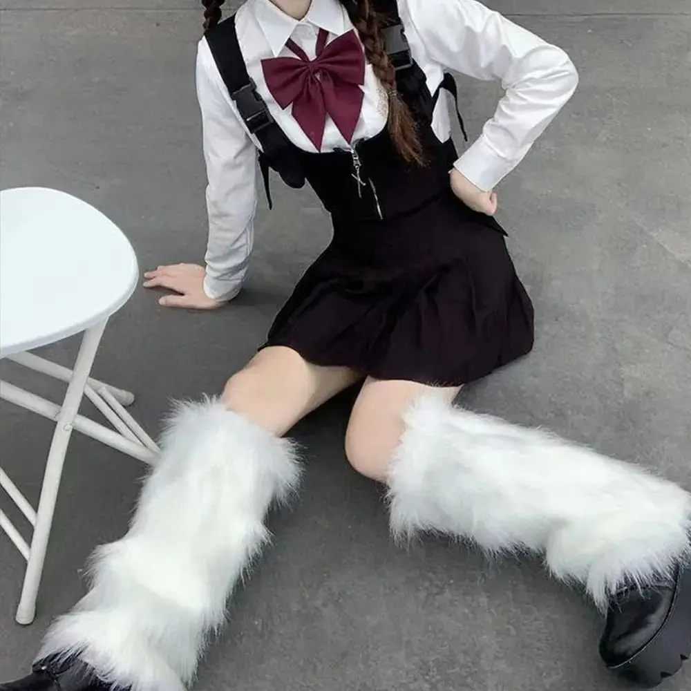 Winter Kunst pelz Stiefel Socken weiche warme Beinlinge pelzigen Lolita Punk Knöchel wärmer Frauen Mädchen – Detail 20