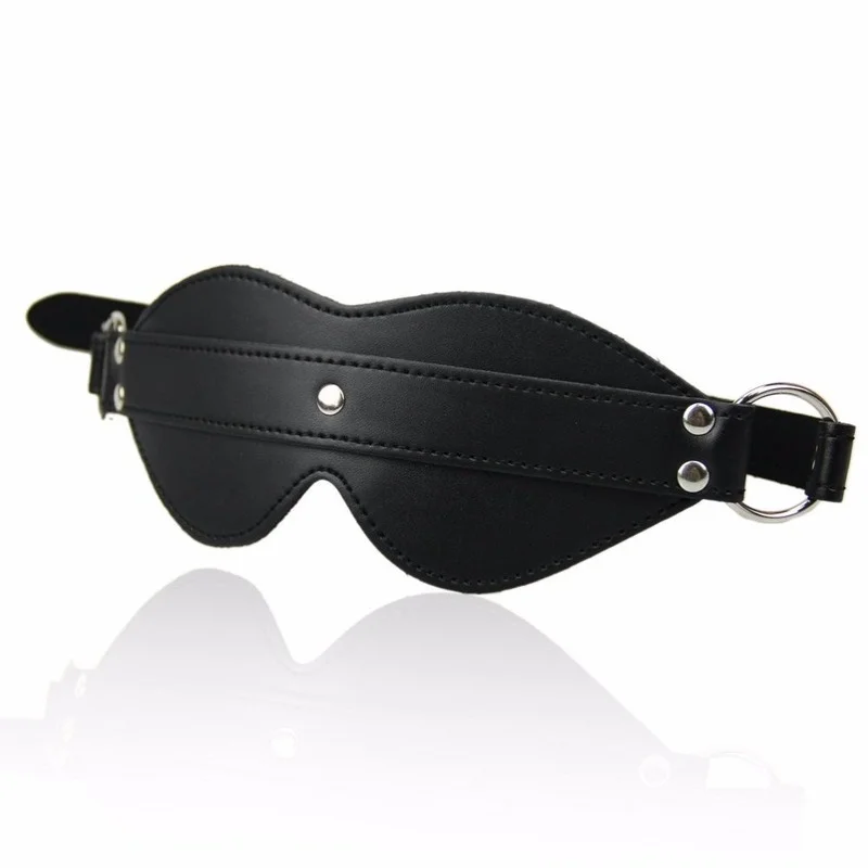 Läder ögonbindel pu mask för par cosplay och bondage_voghion.com