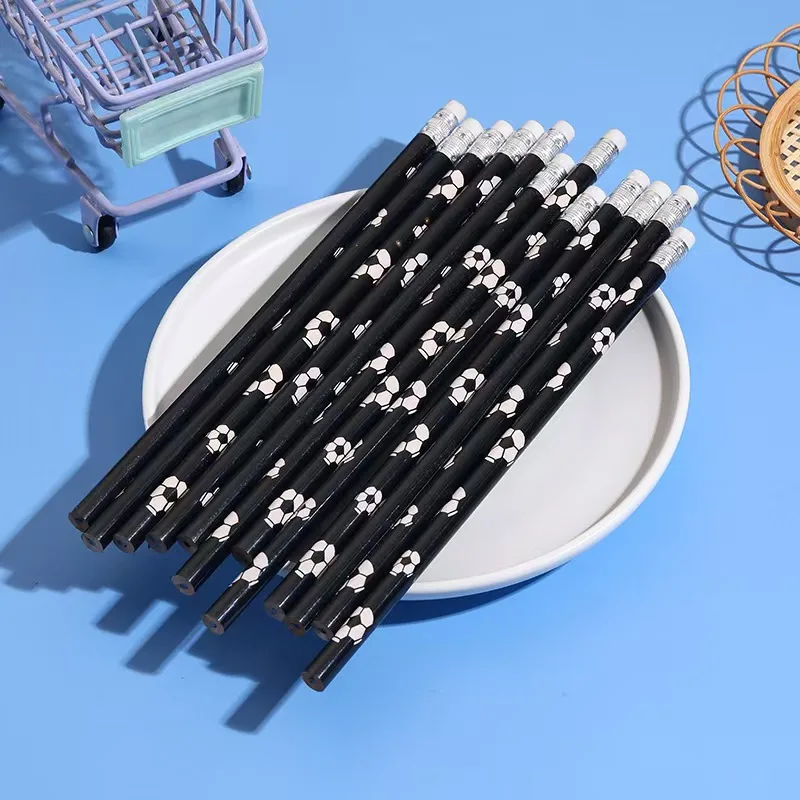 Matite a tema calcistico da 10/20/30 pezzi con gomme per cancellare, con squisiti disegni a tema calcio, matite in legno resistenti - immagine 5