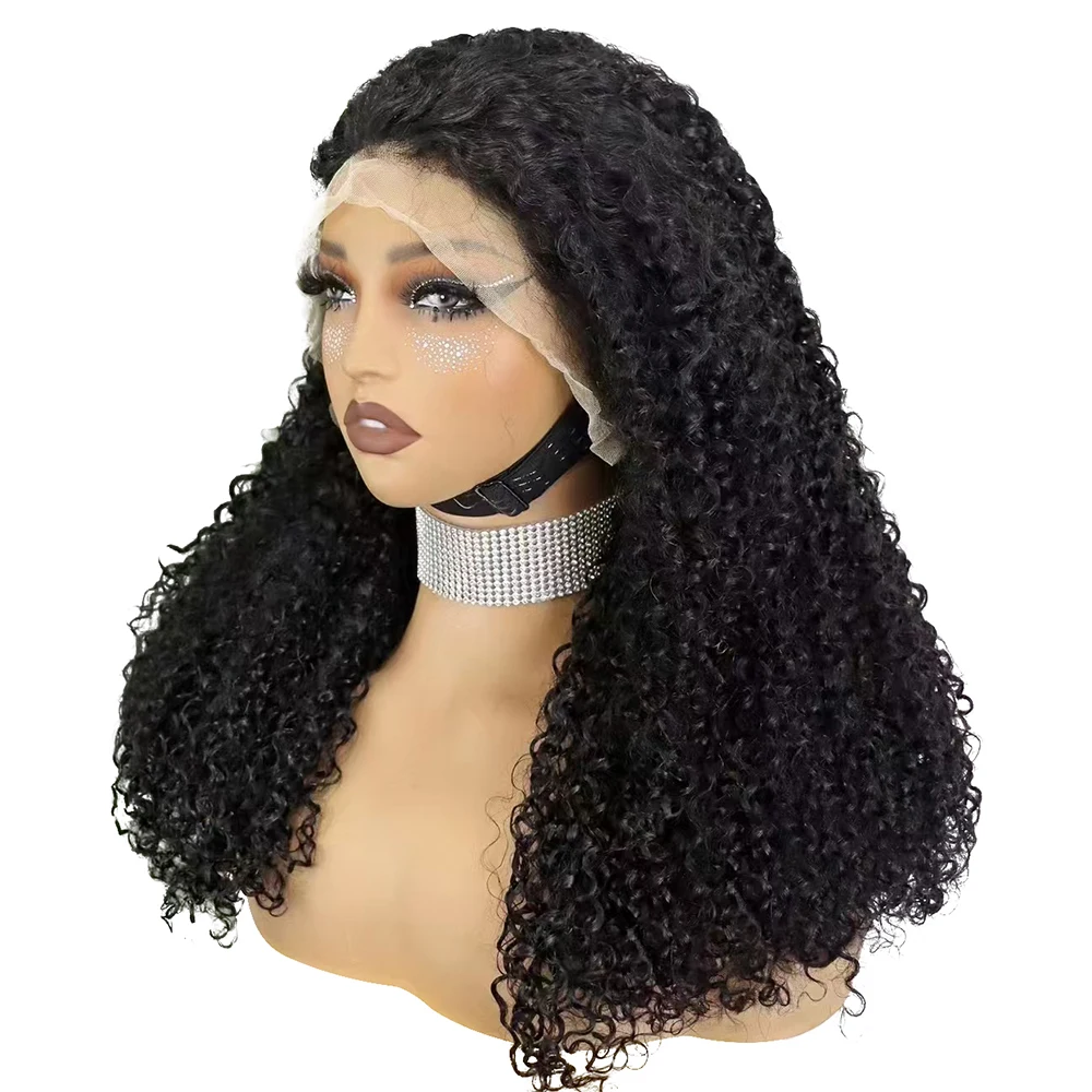 350% Density SDD Double Drawn Pixie Cut Kinky Jerry Curly Wave Human Hair Wigs 13x4 Lace Frontal Human Hair Wig for Black Women