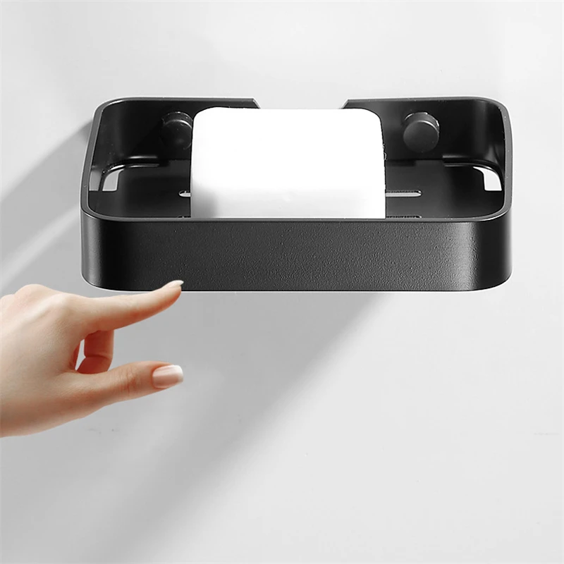 Soap Dish Storage Holder Black Aluminum Bathroom Soap Holder