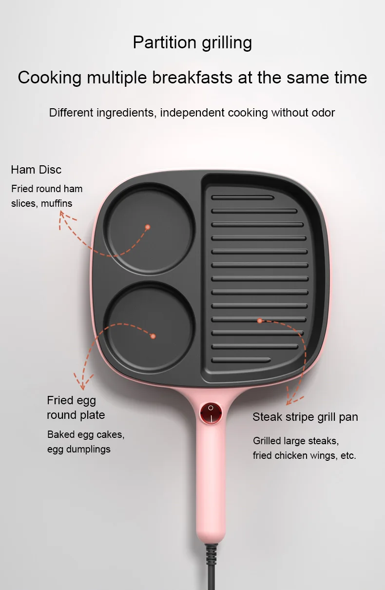 DMWD 110V Multifunctional Electric Frying Pan Non-stick Egg Burger Cooker Smokeless Steak Machine  Omelette Breakfast Machine 5