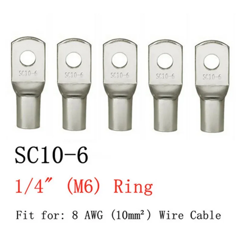 20PCS 4-25mm Tinned Copper Lugs Ring Crimp Terminals