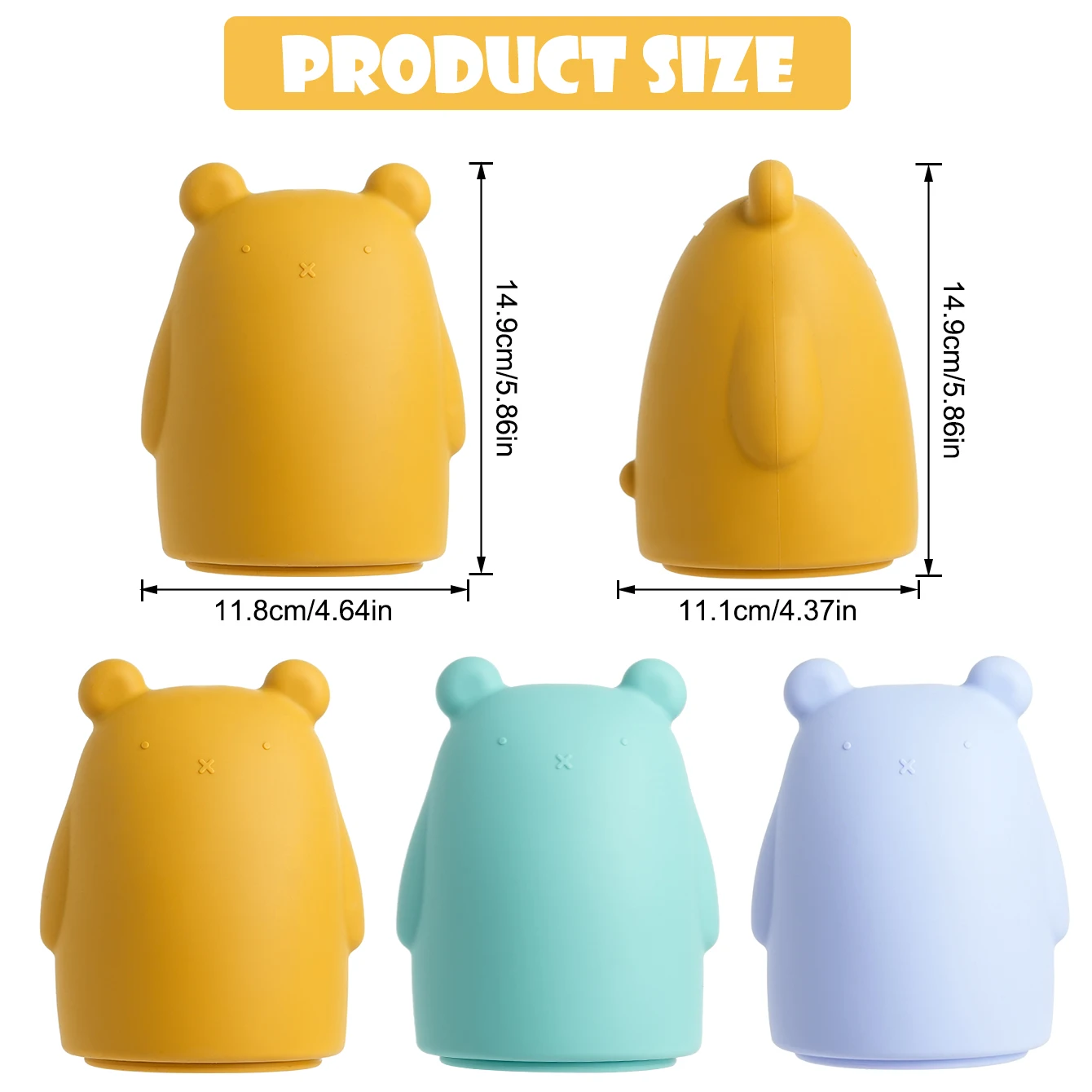1PCS Baby Silicone Piggy Bank Unbreakable Money Bank Cute Bear Shape Baby Toys Solid Color Baby Items Girls and Boys Coin Bank - Image 6
