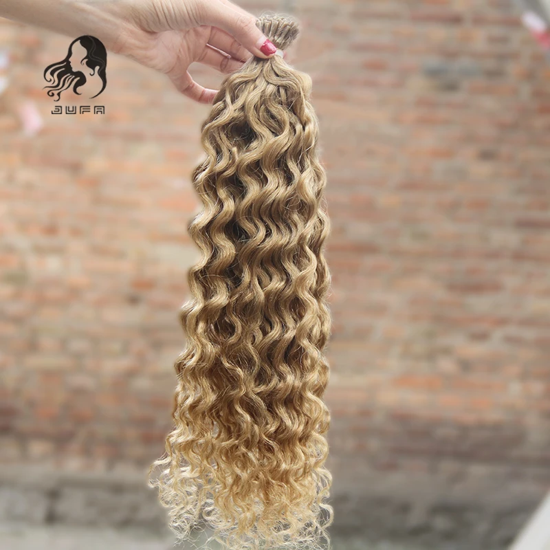 High Quality Chinese Deep Curly Keratin Capsules Human Fusion Raw Virgin Hair Pre Bonded Deep Wave I Tip Human Hair Extensions