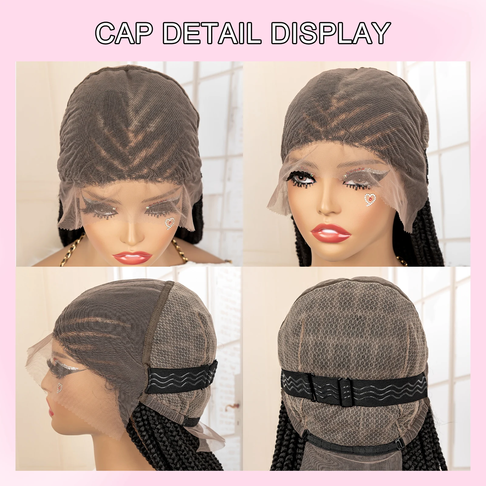 34 Inches Handmade Cornrow Braided Wigs Full Lace Synthetic Knotless Box Braiding Wig Cornrow Braids Lace Wigs African Hair Wigs