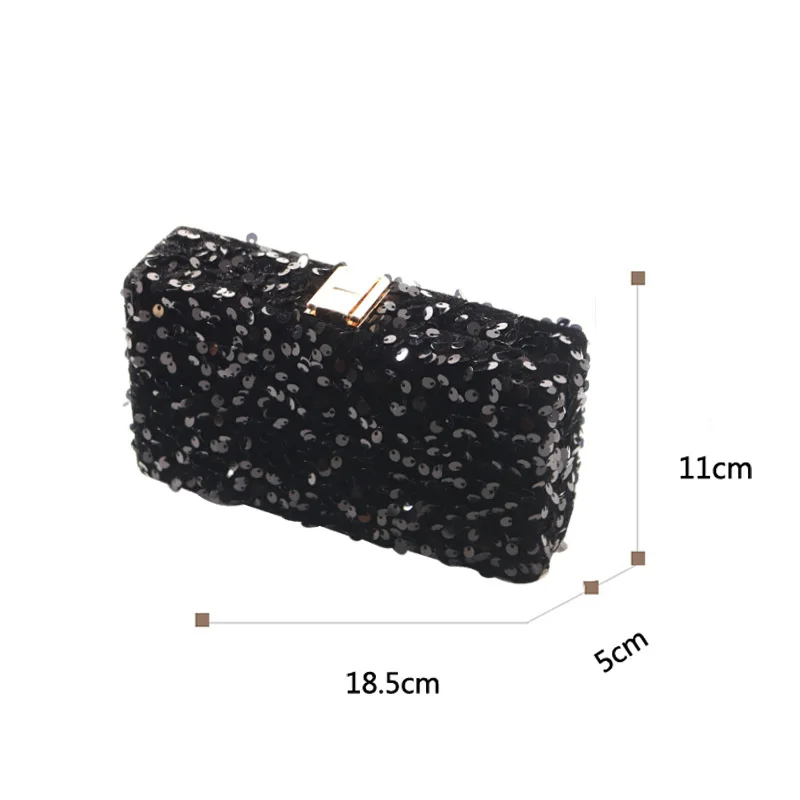 Evening Handbag Woman Cosmetic Bag Dinner Ladies Clutche Y2k Fashion Small Square Sequins Party Banquet Glitter Wedding Purses