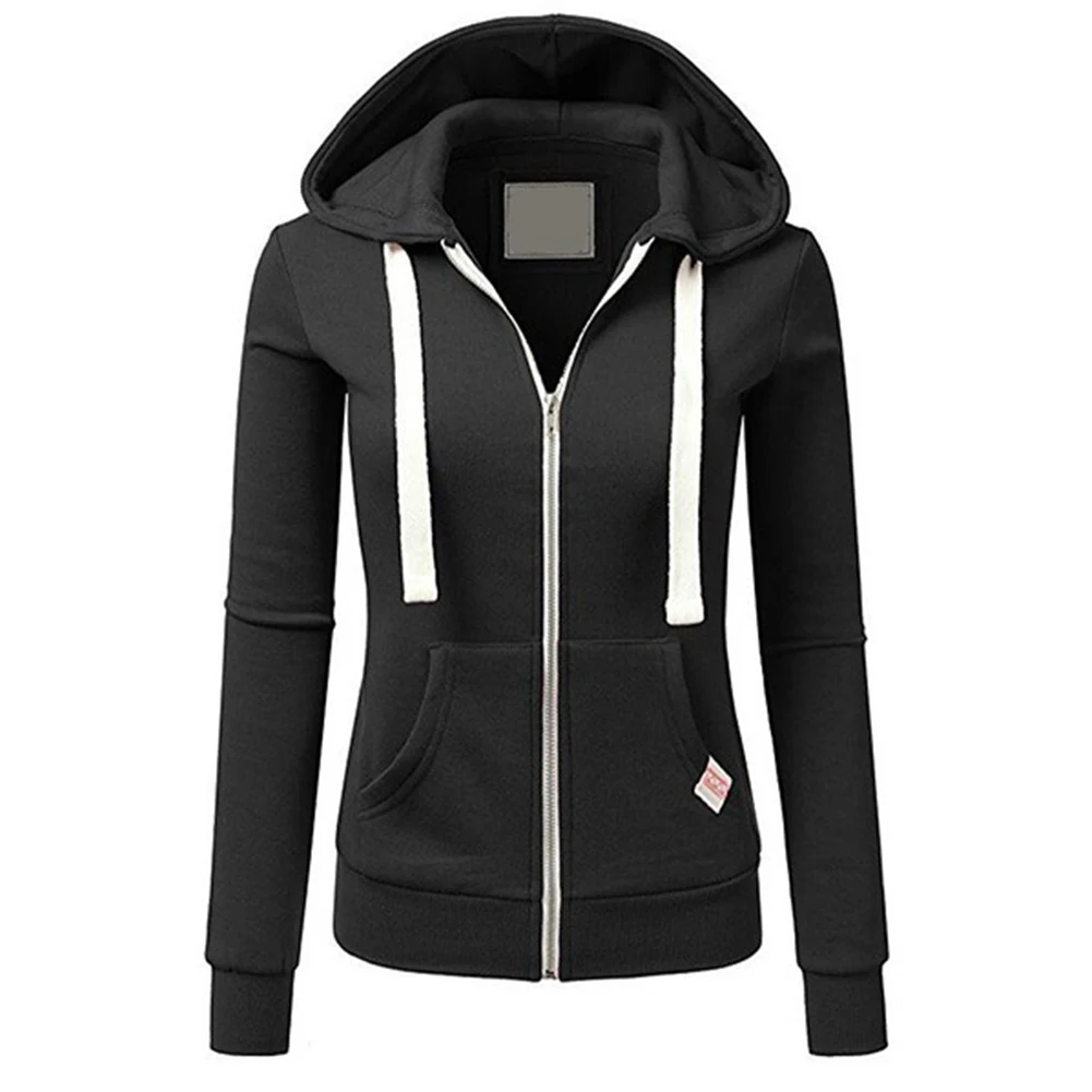 

New Women Ladies Plain Zip Up Sweatshirt Hoody Hooded Coat Jacket Top Polyester Fabric Available in Multiple Colors