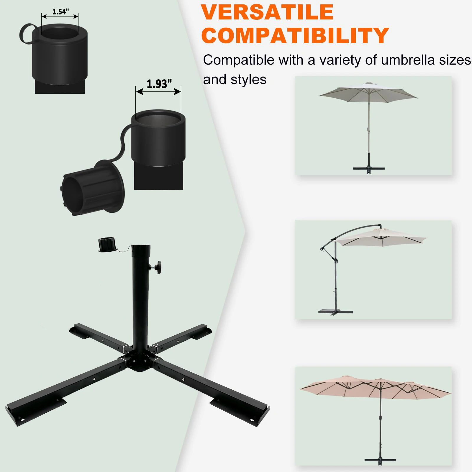 CY Retractable Umbrella Fixed Bracket Outdoor Universal Cross Base Artificial Christmas Tree Adjustable Base Anti-rust