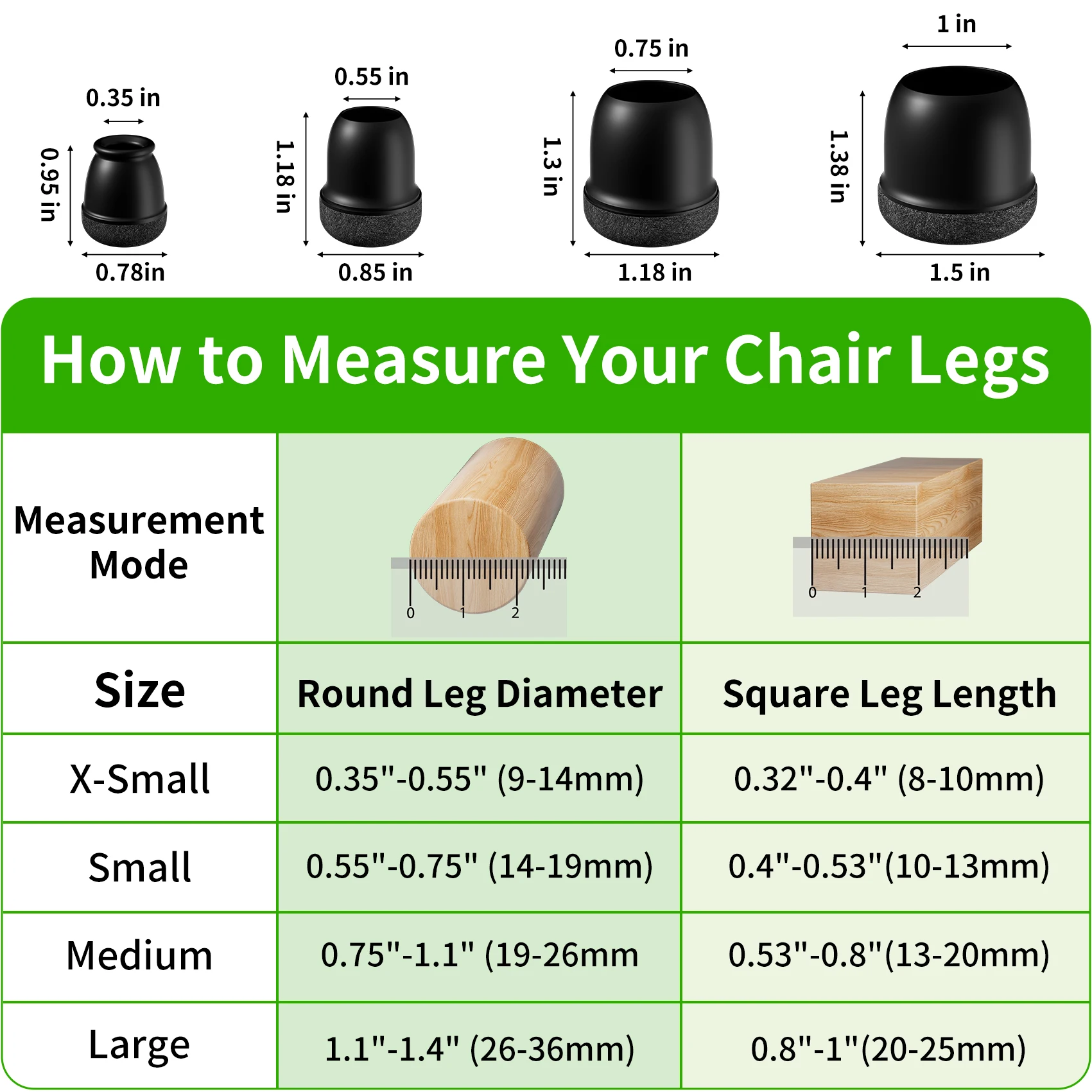 Black Chair Leg Protectors 6