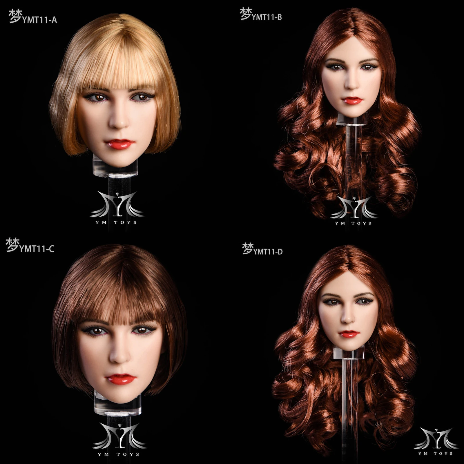 

YMTOYS YMT011 1/6 Female Dream Head Beauty Sculpt Carved Model Normal/Strabismus Eye Fit 12'' Action Figure Body