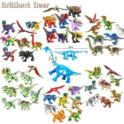 8 PCS/Lot Jurassic Dinosaurs Toys World Tyrannosaurus Rex Pterosaur Velociraptor Assemble Building Blocks Gift for Boys Kids