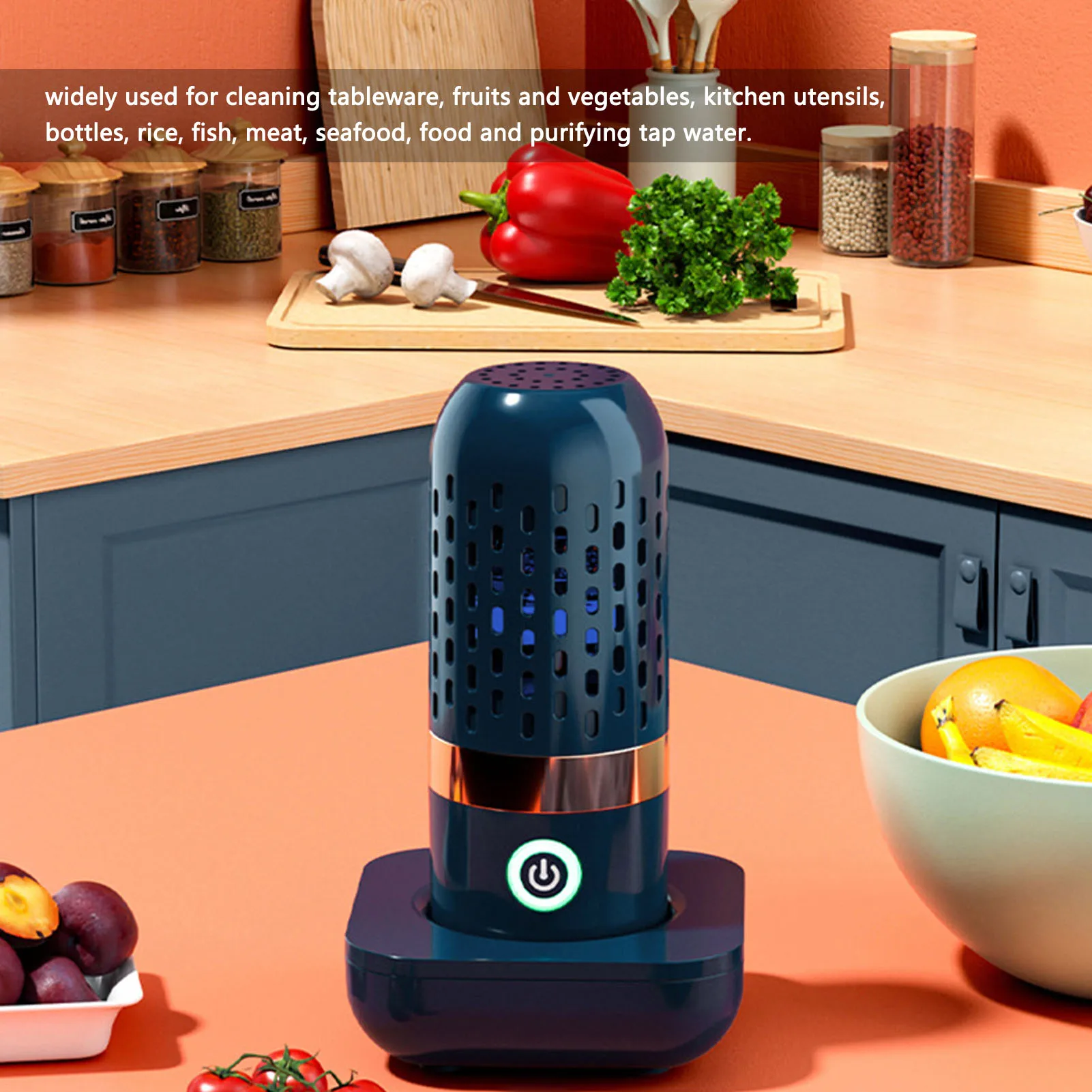 Fruit Vegetable Cleaning Machine Multifunction Food Purifier Capsule Shape IPX7 Waterproof Food Grade Flexible for Traveling 5