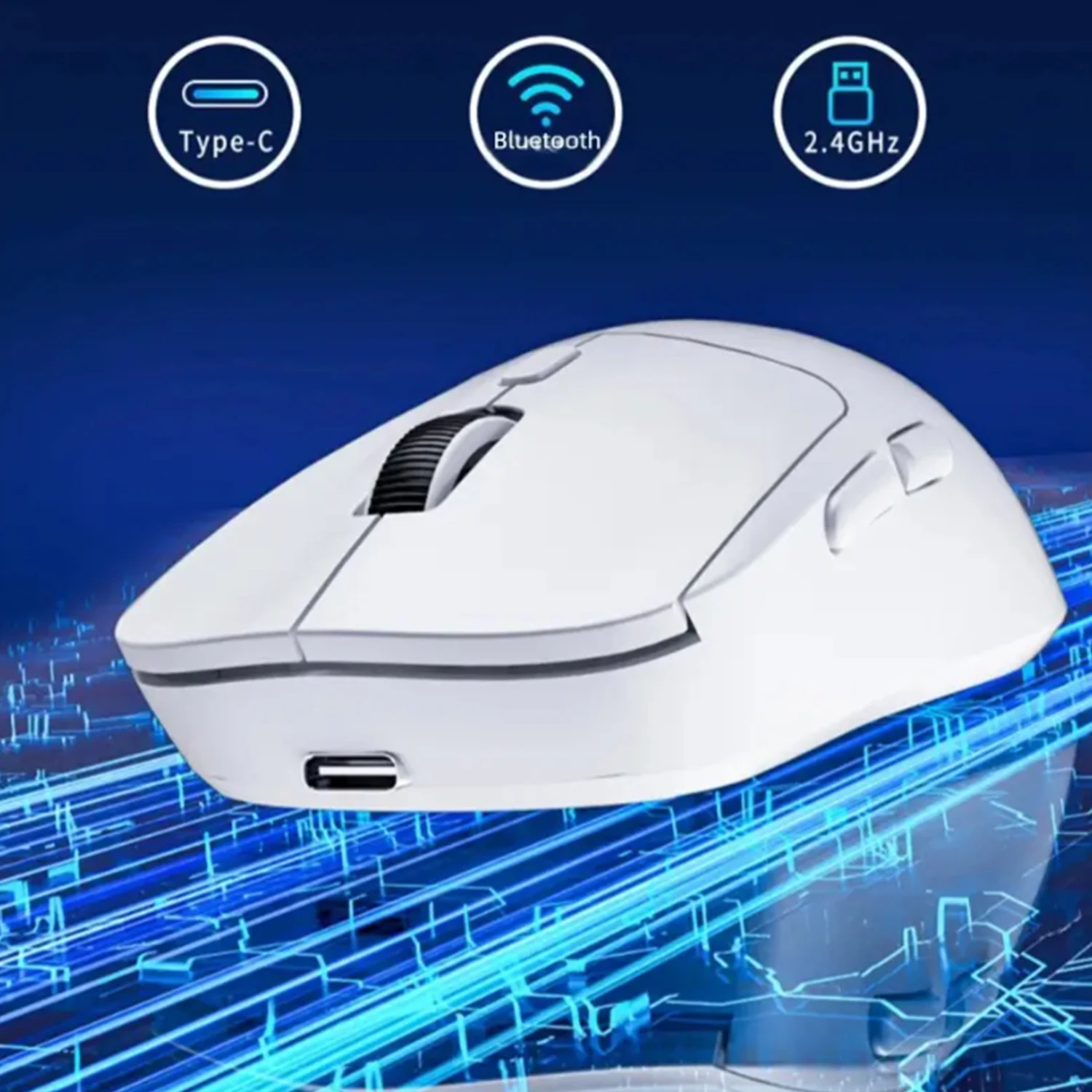 Wireless Gaming Mouse White Wireless Gaming Esports Mouse 55g 26000DPI 6 Buttons Optical PAM3395 For Laptop PC