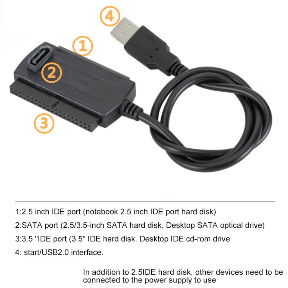 Grwigeou-cabo de Disco Rígido Usb 2.0 para Ide Cabo Sata em S-ata 2.5 in 3.5 in Adaptador Hdd Cabo Conversor para pc Laptop - Imagem 3